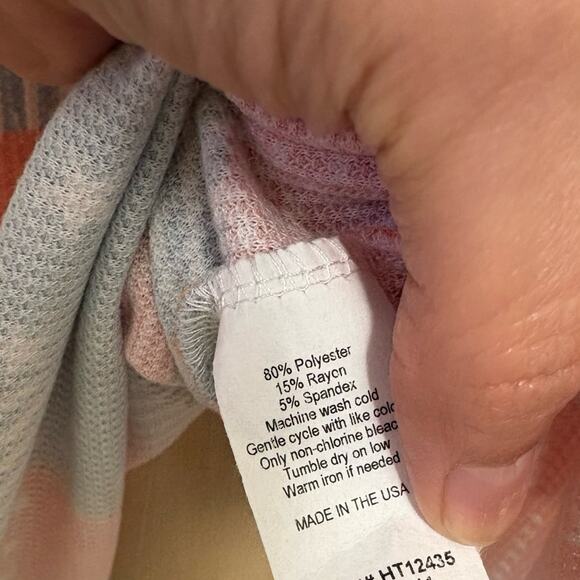 HOPELY Women's Flag Print Color Block Waffle Knit Blouse Small NWT - Picture 5 of 5